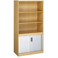 System Combination Bookcase With Horizontal Tambour Oak  HxWxD: 1600x10