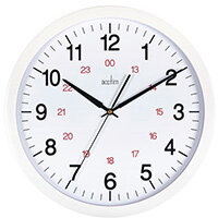 Metro 355mm White + Red 24Hr Track Wall Clock
