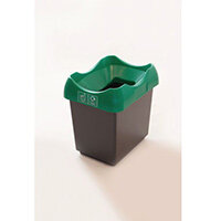 30 Litre Recycling Bin With Grey Body Green Lid & Graphic