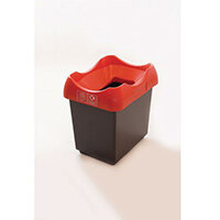 30 Litre Recycling Bin With Grey Body Red Lid & Graphic