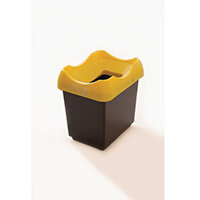 30 Litre Recycling Bin With Grey Body Yellow Lid & Graphic