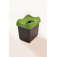 30 Litre Recycling Bin With Grey Body Lime Lid & Graphic