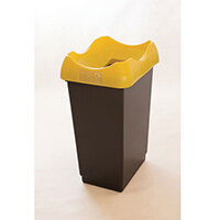 50 Litre Recycling Bin With Grey Body Ywllow Lid & Graphic