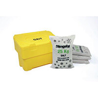 115L Yellow Grit Bin + 4 Bags 25Kg White De-Icing Salt