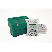 115L Green Grit Bin With Hasp And Staple + 4 Bags 25Kg White De-Icing Salt