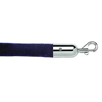 25mm Diameter 1.8M Navy Blue Velour Rope Hinge Snap End Polished Chrome
