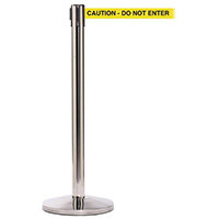 Queuemaster 550 Pol Stain Post 3.4M Caution Do Not Enter Yellow Webbing With Black P