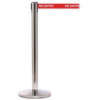 Queuemaster 550 Pol Stain Post 3.4M No Entry Red Webbing With White Print