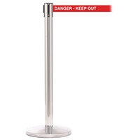 Queuemaster 550 Satin Stain Post 3.4M Danger Keep Out Red Webbing With White Print