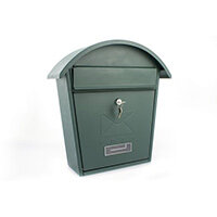 Post Box With Name Plate Window Outward Opening Letter Flap. W364xH380xD134mm. Slot 21 Green