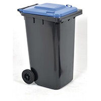 Refuse Container 240 Litre 2 Wheeled Colour Grey With Blue Lid Single Pack