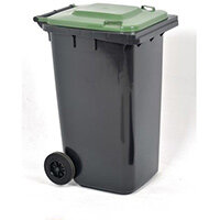 Refuse Container 240 Litre 2 Wheeled Colour Grey With Green Lid Single Pack