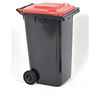 Refuse Container 240 Litre 2 Wheeled Colour Grey With Red Lid Single Pack