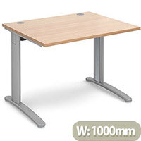 TR10 straight desk 1000mm x 800mm - silver frame, beech top