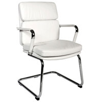 Deco Visitor Faux Leather Office Chair In White Deco Visitor Faux Leather Office Chair In White