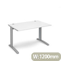 TR10 straight desk 1200mm x 800mm - silver frame, white top