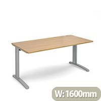 TR10 straight desk 1600mm x 800mm - silver frame, oak top