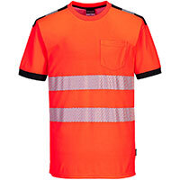 Portwest T181 PW3 Hi-Vis Cotton Comfort T-Shirt S/S Red/Black Size 4XL K Fit