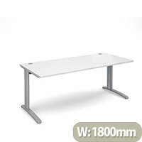 TR10 straight desk 1800mm x 800mm - silver frame, white top