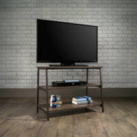 Industrial Style TV Stand / Trestle Shelving Unit W800xD455xH610mm Smoked Oak Finish