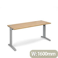 TR10 straight desk 1600mm x 600mm - silver frame, oak top
