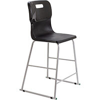 Titan High Classroom Stool with Backrest Size 5 610mm Seat Height (Ages: 11-14 Years) Polly Lipped Seat with Skid Base Black T62-BK - 5 Year Guarantee Titan High Classroom Stool with Backrest Size 5 610mm Seat Height (Ages: 11-14 Years) Polly Lipped Seat with Skid Base Black T62-BK - 5 Year Guarantee