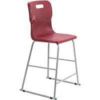 Titan High Classroom Stool with Backrest Size 5 610mm Seat Height (Ages: 11-14 Years) Polly Lipped Seat with Skid Base Burgundy T62-BU - 5 Year Guarantee Titan High Classroom Stool with Backrest Size 5 610mm Seat Height (Ages: 11-14 Years) Polly Lipped Seat with Skid Base Burgundy T62-BU - 5 Year Guarantee