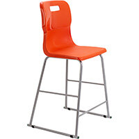 Titan High Classroom Stool with Backrest Size 5 610mm Seat Height (Ages: 11-14 Years) Polly Lipped Seat with Skid Base Orange T62-O - 5 Year Guarantee Titan High Classroom Stool with Backrest Size 5 610mm Seat Height (Ages: 11-14 Years) Polly Lipped Seat with Skid Base Orange T62-O - 5 Year Guarantee