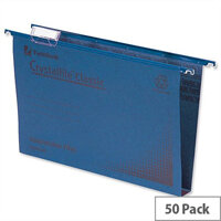 Rexel Crystalfile Classic Vertical Suspension File Blue 50mm Foolscap Pack 50 Rexel Crystalfile Classic Vertical Suspension File Blue 50mm Foolscap Pack 50