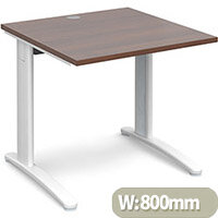 TR10 straight desk 800mm x 800mm - white frame, walnut top