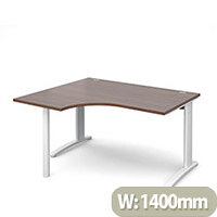TR10 left hand ergonomic desk 1400mm - white frame, walnut top