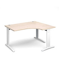 TR10 deluxe right hand ergonomic desk 1400mm - white frame, maple top TR10 deluxe right hand ergonomic desk 1400mm - white frame, maple top