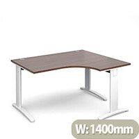 TR10 deluxe right hand ergonomic desk 1400mm - white frame, walnut top TR10 deluxe right hand ergonomic desk 1400mm - white frame, walnut top