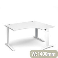 TR10 deluxe right hand ergonomic desk 1400mm - white frame, white top