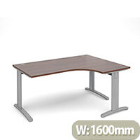 TR10 deluxe right hand ergonomic desk 1600mm - silver frame, walnut top