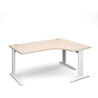 TR10 deluxe right hand ergonomic desk 1600mm - white frame, maple top TR10 deluxe right hand ergonomic desk 1600mm - white frame, maple top