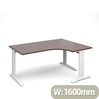TR10 deluxe right hand ergonomic desk 1600mm - white frame, walnut top TR10 deluxe right hand ergonomic desk 1600mm - white frame, walnut top
