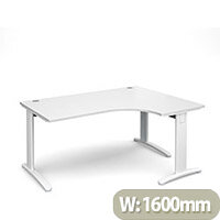 TR10 deluxe right hand ergonomic desk 1600mm - white frame, white top