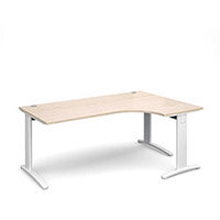 TR10 deluxe right hand ergonomic desk 1800mm - white frame, maple top TR10 deluxe right hand ergonomic desk 1800mm - white frame, maple top