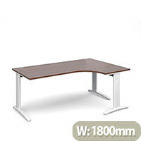 TR10 deluxe right hand ergonomic desk 1800mm - white frame, walnut top TR10 deluxe right hand ergonomic desk 1800mm - white frame, walnut top