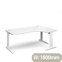 TR10 deluxe right hand ergonomic desk 1800mm - white frame, white top