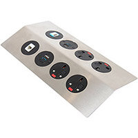 Tholus in-table power module 4 x UK sockets, 2 x TUF (A&C connectors) USB charger, 1 x RJ45 socket, 1 x HDMI socket - brushed steel/black Tholus in-table power module 4 x UK sockets, 2 x TUF (A&C connectors) USB charger, 1 x RJ45 socket, 1 x HDMI socket - brushed steel/black