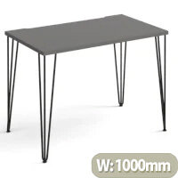 Tikal Straight Desk 1000Mm X 600Mm With Hairpin Legs - Black Legs, Grey Top