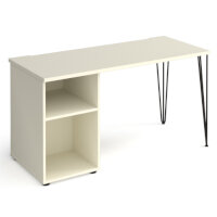 Tikal Straight Desk 1400Mm X 600Mm With Hairpin Leg And Support Pedestal - Black Legs, White Top Tikal Straight Desk 1400Mm X 600Mm With Hairpin Leg And Support Pedestal - Black Legs, White Top