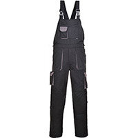 Portwest TX12 Contrast Bib & Brace Overall Black Small (Regular Fit)