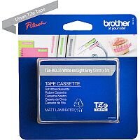 Brother TZe-MQL35 12mm White on Light Grey Standard Adhesive Matt Laminated TZe Tape Cassette 5 Metres