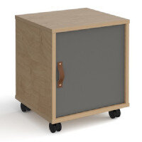 Universal Mobile Pedestal With Cupboard Door 400Mm Deep - Oak With Grey Door Universal Mobile Pedestal With Cupboard Door 400Mm Deep - Oak With Grey Door