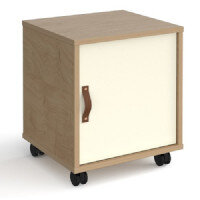 Universal Mobile Pedestal With Cupboard Door 400Mm Deep - Oak With White Door Universal Mobile Pedestal With Cupboard Door 400Mm Deep - Oak With White Door