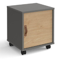 Universal Mobile Pedestal With Cupboard Door 400Mm Deep - Grey With Oak Door Universal Mobile Pedestal With Cupboard Door 400Mm Deep - Grey With Oak Door