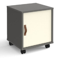 Universal Mobile Pedestal With Cupboard Door 400Mm Deep - Grey With White Door Universal Mobile Pedestal With Cupboard Door 400Mm Deep - Grey With White Door